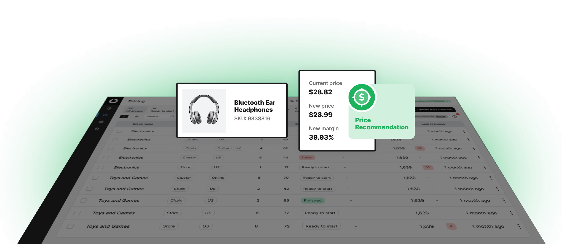 Price recommendation banner